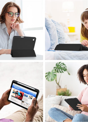 ProCase for iPad A16 11th/10th Generation Case with Pencil Holder -Black | 11 Inch 2025/10.9 Inch 2022, a16 iPad Case 11 10 Gen Cover with Pen Holer, Hybrid Soft TPU Back, Touch ID, Auto Wake/Sleep