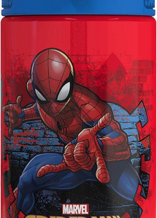 Zak Designs Marvel SpiderMan Kids Spout Cover and Built-in Carrying Loop Made of Plastic, Leak-Proof Water Bottle Design (16 oz, BPA-Free)