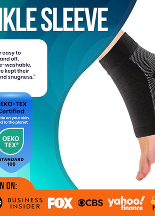 PhysFlex Ankle Brace Socks - Ankle Compression Sleeve - Foot Brace for Women & Men - Tendonitis & Arthritis Ankle Support Sports Running, Plantar Fasciitis Relief & Stabilizing Ankle Wrap