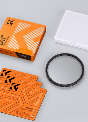 K&F CONCEPT 67mm Variable ND2-400 Lens Filter (1-9 Stops) for Camera Lens | Ultra Slim Adjustable Neutral Density Filter with Microfiber Cleaning Cloth (B-Series) FN101