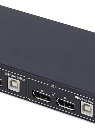 StarTech.com 2-Port Dual-Monitor DisplayPort KVM Switch with Dual View Video Matrix, 4K 60Hz, 4X USB Hub Ports, TAA Compliant