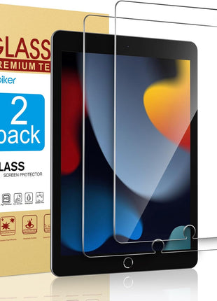 apiker 2 Pack Screen Protector for iPad 9th 8th 7th Generation 10.2 Inch, Tempered Glass Film for iPad 9 8 7 (2021/2020/2019), Case Friendly, Apple Pencil Compatible, High Response