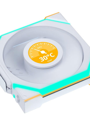 Lian Li UNI Fan SL LCD Wireless (Reverse Blade) 120mm ARGB Fan - Single Pack - 1.6" LCD - 2.4 GHz Wireless Signal for RGB & Control - Controller NOT Included & Required - White(12RSLLCD1W1W)
