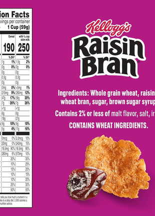 Kellogg's Raisin Bran Original Large Size Breakfast Cereal 20.9 oz | High Fiber, 28g Whole Grain