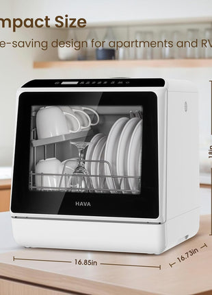 Countertop Dishwasher, 6 Programs Portable Dishwasher with Water Tank | No Hookup Needed, 167 °F High-Temperature Washing, Baby Care & Hot Air Drying Function for Homes, Apartments and RVs