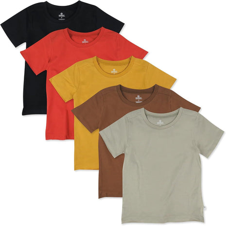 HonestBaby 10-Pack Short Sleeve T-Shirts 100% Organic Cotton Baby, Toddler, Little Kids, Boys, Girls, Unisex, Rainbow Gems Blues, 3T