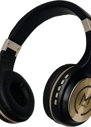 Morpheus 360 Bluetooth Headphones, Wireless Headphones Over Ear, Wireless Headset with Microphone, Black with Gold Accents, Comfortable Design HP5500G