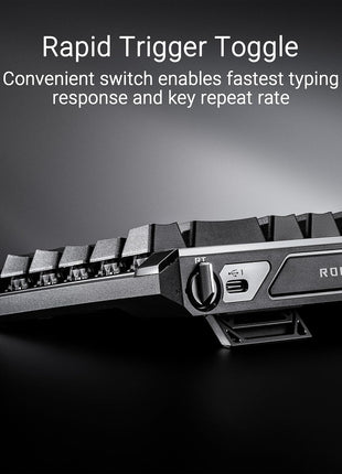 ASUS ROG Falchion Ace HFX Hall Effect Gaming Keyboard 65% TKL, Dual USB-C, Magnetic Switches, Rapid Trigger, Speed Tap, 8000 Hz Polling, Touch Panel, Portable, Protective Cover, PBT Keycaps - Black