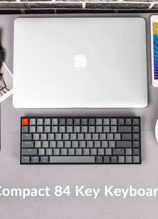 Keychron K2 75% Layout Bluetooth Wireless Mechanical Keyboard Super Switch/White LED Backlit/USB C/Anti Ghosting/N-Key Rollover, 84 Keys Gaming Keyboard for Mac Windows-Version 2