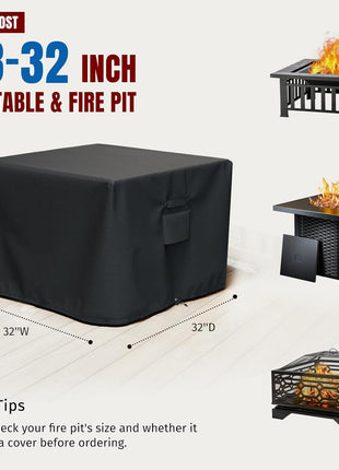 SHINESTAR Square Fire Pit Cover, Fits for 28-32 Inch Fire Pit Table, Waterproof and Windproof, 32 x 32 x 24 Inches, Black