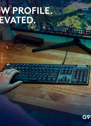 Logitech G915 X Low-Profile Wired Mechanical Gaming Keyboard, Double-Shot PBT Keycaps, Fully Programmable Keys, RGB Lighting, Aluminum Finish, GL Brown Tactile Switches - PC/Mac - Black