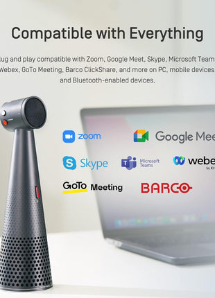 IPEVO Vocal AI Beamforming Bluetooth Speakerphone for Conferencing, Video Calls, Online Meetings, Hybrid Work, Meeting Rooms, Microphone with Noise Reduction