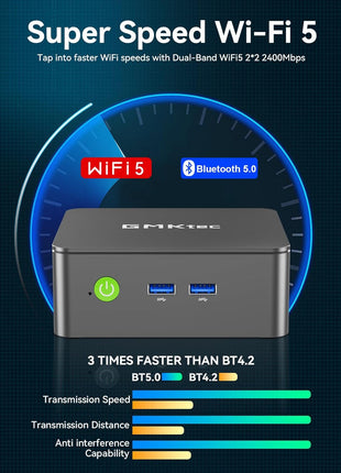 GMKtec Mini PC Intel Core i3-10110U Processor 8GB DDR4 256GB SSD | i226-V RJ45 Ethernet Desktop Computer 4K Dual/ 4X USB3.2/ WiFi 6 BT5.2/ Nucbox G3 Pro