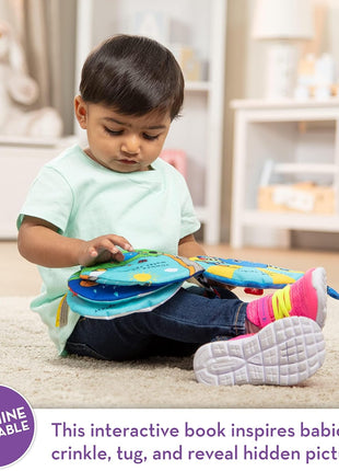 Melissa & Doug K's Kids Itsy-Bitsy Spider 8-Page Soft Activity Book for Babies and Toddlers - Cloth Baby Book And Sensory Toy With Textures To Grasp And Pages To Play Peekaboo, Ages 1 Month+