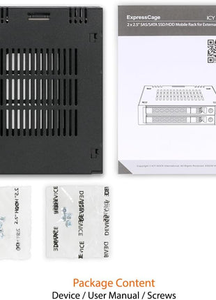 ICY DOCK 2 Bay 2.5 SAS/SATA HDD/SSD Mobile Rack for External 3.5" Bay | ExpressCage MB742SP-B