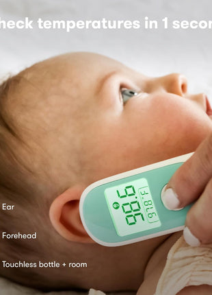 Frida Baby Thermometer, 3-in-1 Infrared Thermometer for Ear, Forehead & Touchless + Frida Baby Medicine Pacifier, Medicine Syringe & Accu-Dose Pacifier