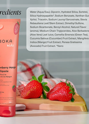 Boka Kids Toothpaste - Fluoride Free Nano Hydroxyapatite Toothpaste | Kids Oral Care - Strawberry Mango - 4 Oz, 1PK
