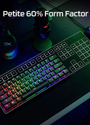 HyperX Alloy Origins 60 - Mechanical Gaming Keyboard, Ultra Compact 60% Form Factor, Double Shot PBT Keycaps, RGB LED Backlit, NGENUITY Software Compatible - Linear HyperX Red Switch,Black