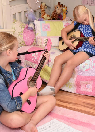 MasterPlay Kids Guitar, 30" Beginner Classical Wood Guitar For Learners, With starter kit, Bag, Strap, Tuner, Pick, Extra String, Cleaning cloth, Christmas, Birthday Gift for Girls Ages 5-12, Pink