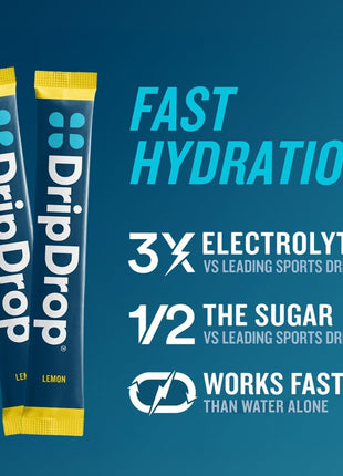 DripDrop Hydration Packets   Bold Variety Pack   Single Serve Electrolytes Powder Drink Mix   Watermelon, Berry, Lemon, Orange   Non GMO, Gluten Free, Vegan   32 Sticks