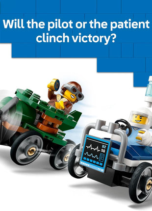 LEGO City Airplane vs. Hospital Bed Race Car Pack Toy - Building Toy for Kids, Boys and Girls, Ages 5+ - Gift for Birthdays and Holidays - Includes 2 Minifigures - 60459