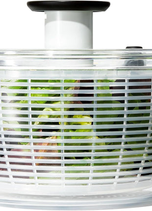 OxO Good Grips Salad Spinner | Lettuce Spinner | Fruit Washer | Fruit Washing Bowl with Strainer | Vegetable Cleaner | Salad Cleaner | Lettuce Washer | 6.22 Quart Capacity