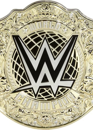Mattel WWE Championship Title Belt, Role Play Accessory | WWE World Heavyweight Championship Role-Play & Costume Piece, Leather-like Belt 3+ Feet with One-Time Adjustment