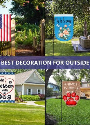 YEAHOME Garden Flag Holder Stand, Premium Yard Flag Holder Weather-Proof Metal Powder-Coated Flagpole with Clip and Stopper for Christmas Garden Flag, Outdoor Garden Decor Decoration