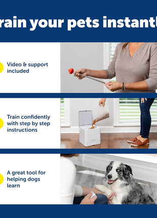 PetSafe Teach & Treat Remote Reward Trainer, Up to 30 Yards | Remotely Reinforces Good Behavior Instantly, Dispense Treats From 30 Ft, Trainer-Led Tutorial Videos, Lightweight & Portable