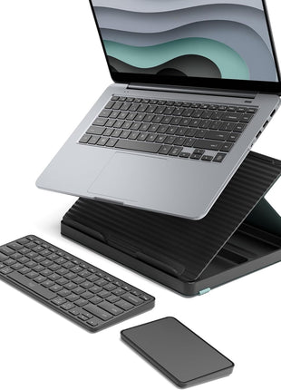 Logitech Casa Pop-Up Desk with Laptop Stand, Wireless Keyboard & Touchpad, Bluetooth, USB C Charging, for Laptop/MacBook (10" to 17"),Windows, macOS, ChromeOS - Classic Chic, Green/Black