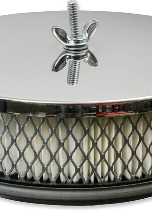 Mr. Gasket 1486 Air Cleaner - 6-1/2 Inch Diameter, 2 Inch Tall - Chrome