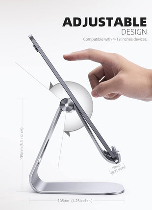 Lamicall iPad Stand Adjustable Tablet Holder, Sturdy Aluminum, Multi-Angle | Dock Stand for 4-13" iPad Pro Air Mini Kindle Tab Switch, All Aluminum Metal, Multi-Angle, Sturdy, Office Desk Accessories