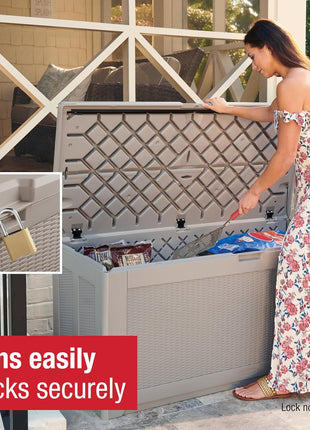 Rubbermaid Extra Large Resin Outdoor Storage Deck Box (134 Gal), Weather Resistant, Gray, Deck Organization for Home/Backyard/Pool Chemicals/Toys/Garden Tools/Porch/Patio Cushions