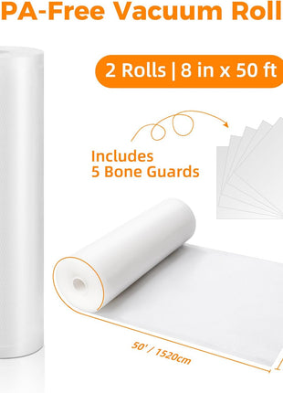 Wevac Vacuum Sealer Bags for Food 11x50 2 Rolls, Fit Food Saver Machines | Sous vide, Freezer Safe, BPA-free, Commercial Grade, Heavy Duty Vacuum Sael Bags for All Sealer Machines, Meal Prep Meat Fish