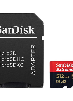 SanDisk Extreme PRO microSDXC UHS-I Memory Card 512 GB + Adapter & RescuePRO Deluxe (for Smartphones, Action Cameras or Drones, A2, Class 10, V30, U3, 200 MB/s Transfer)