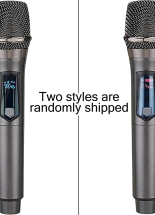 Wireless Microphone, Rechargeable Fixed Frequency Wireless Dual Microphone, Dual Handheld Dynamic Microphone,Karaoke Singing, Weddings DJ,Party, Church, Classroom use, 200 feet, Gray