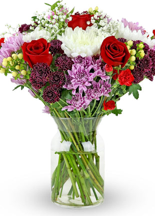 Benchmark Bouquets - Timeless Romance (Glass Vase Included) - Fresh Flowers for Delivery - Gift for Birthday, Anniversary, Sympathy, Get Well, Congratulations