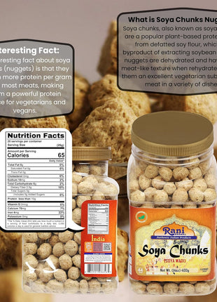 Rani Soya Chunks Nuggets (High Protien) Vadi 14oz (400g) ~ All Natural, Salt-Free | Vegan | No Colors | Gluten Friendly | NON-GMO | Kosher | Indian Origin | Meat Alternate Substitute
