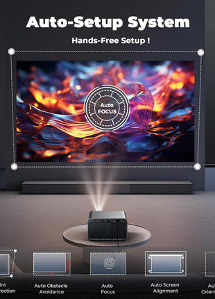 Outdoor-Portable-Projector-4K with WiFi and Bluetooth, Smart HD Movie Proyector for Home Theater, Lisowod L03Pro