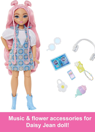 Barbie Dream Besties Daisy Jean Doll and Accessories | Fashion Doll with Removable Fashions & 9 DJ Themed Accessories, Ages 3+