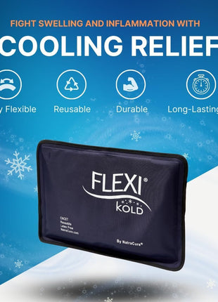 FlexiKold Gel Soft Flexible Ice Packs for Injuries - Reusable Freezer Cold Pack, Cold Compress & Cooling Gel Pad for Face, Shoulder, Hip, Leg, Arm, Ankle & Foot Injury - Medium - 7.5 inch x 11.5 inch