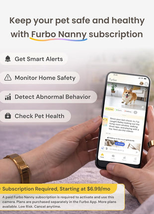 Furbo 360° Dog Camera [Subscription Required] Unlock w/Paid Plan: Home Security & Dog Safety Alerts, Rotating Pet Treat Toss, 2-Way Speaker (Low Risk, 3mo Min. Cancel Anytime)