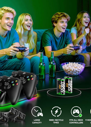 OIVO XSX Controller Charger Station with 2 Packs 5580mWh Honest Rechargeable Battery for Xbox Series X/S/One/Elite/Core Controller, Charging Dock for Xbx with 4 Packs Covers for Xbox One Console