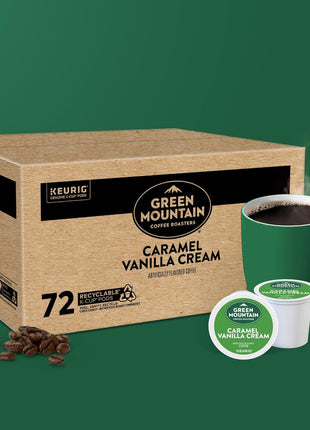 Green Mountain Coffee Roasters Caramel Vanilla Cream Keurig Single-Serve K-Cup pods, Light Roast Coffee, 72 Count