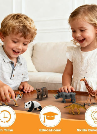 Safari Animals Figures Toys, Realistic Wild Zoo Animal Figurines, Plastic African Jungle Animals Playset for Kids Toddlers, 21Pcs Safari Toys Birthday Gifts for Boys Girls