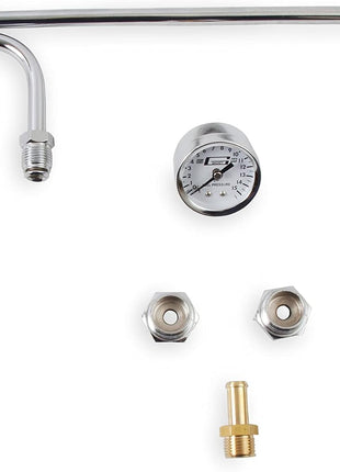 Mr. Gasket 1559 Fuel Line Kit with Gauge & Fittings - Chrome