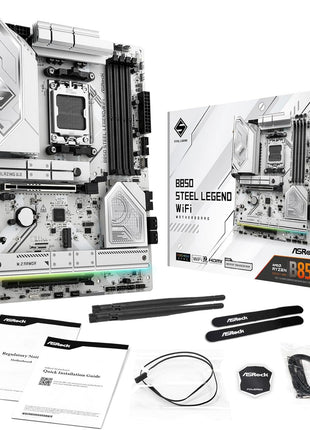 ASRock B850 Steel Legend WiFi AMD AM5 ATX Motherboard, Supports AMD Ryzen 9000/8000/7000 Series Processors, DDR5 8000+ (OC), PCIe 5.0, 2.5G LAN, WiFi 7, 14+2+1 Power Phase