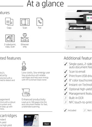 HP LaserJet Enterprise MFP M528f Monochrome All-in-One Printer with Built-in Ethernet & 2-Sided Printing (1PV65A)