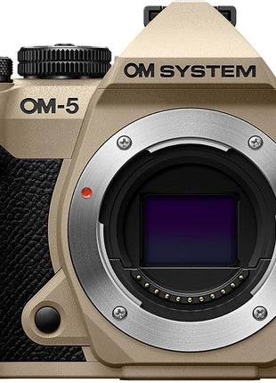 OM SYSTEM OM-5 Mark II Body Sand Beige Compact Light Weight Weather Sealed 4K Video Camera Best for Outdoor Travel