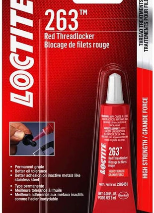 LOCTITE 263 Automotive Threadlocker Red – High Strength Thread Lock, General Purpose Applications, Oil Tolerant, Fluorescent - 6 ml, 1 Pack